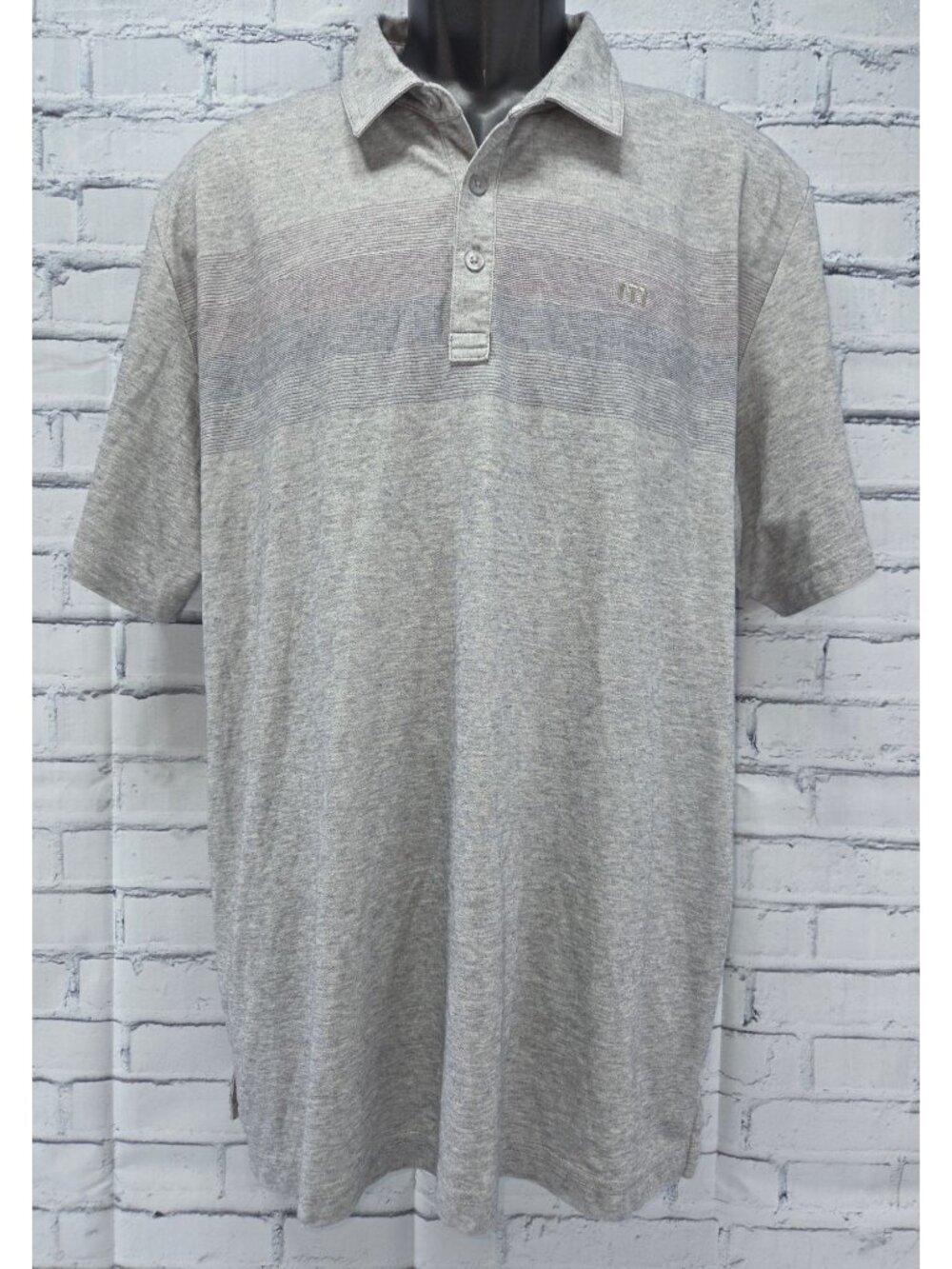 Travis Mathew Mens Gray Lightweight Striped Polo Shirt XL